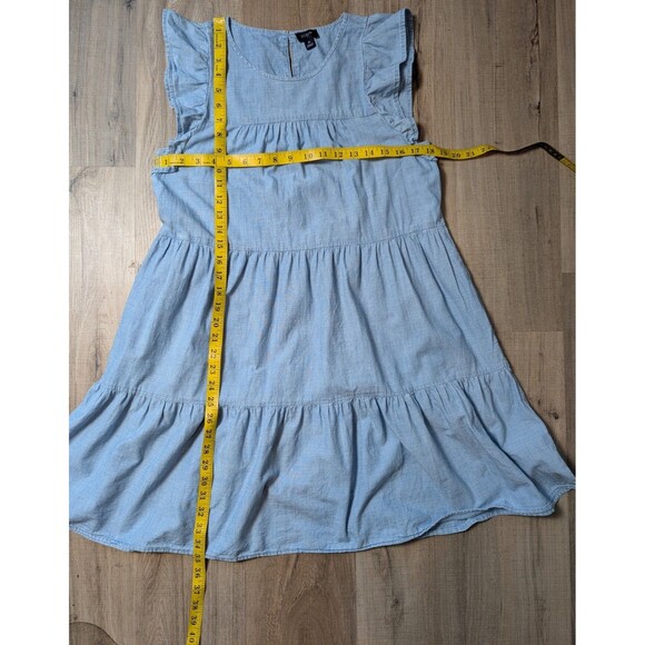 J. Crew Size 6 Chambray Dress Flutter Sleeve Babydoll Pockets Cotton Boho  Chic - Picture 12 of 12